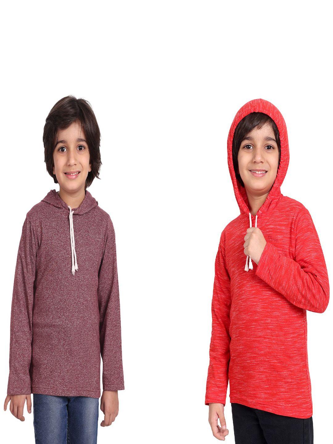 baesd boys pack of 2 striped cotton hooded t-shirts