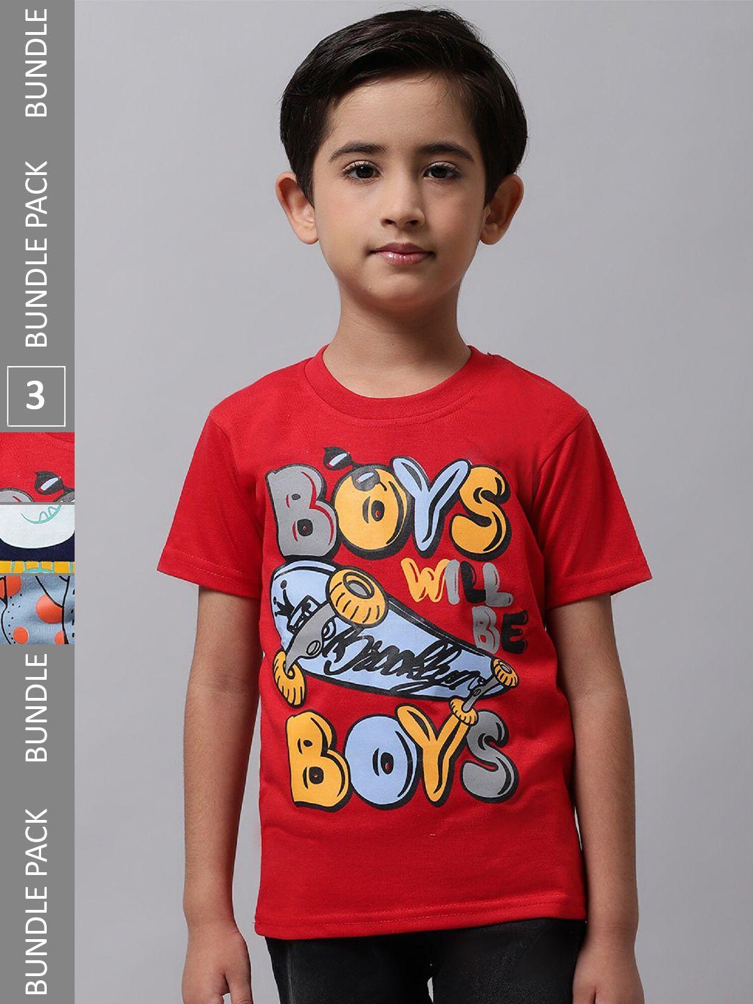 baesd boys pack of 3 printed cotton t-shirts