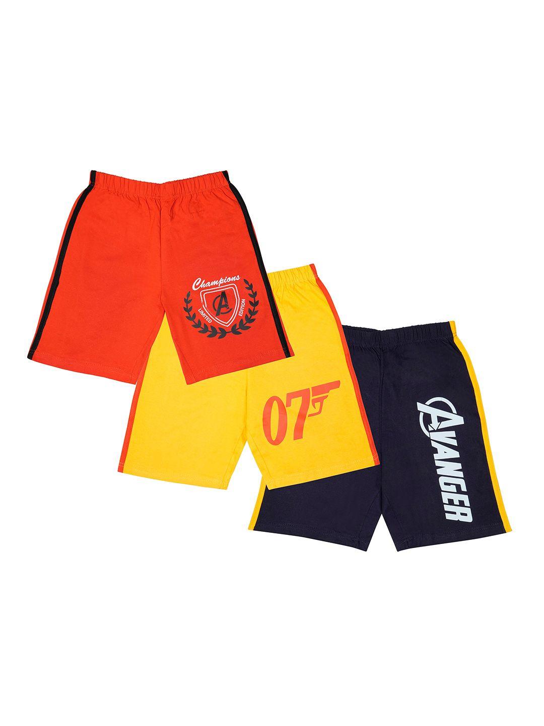 baesd boys pack of 3 typography printed pure cotton shorts