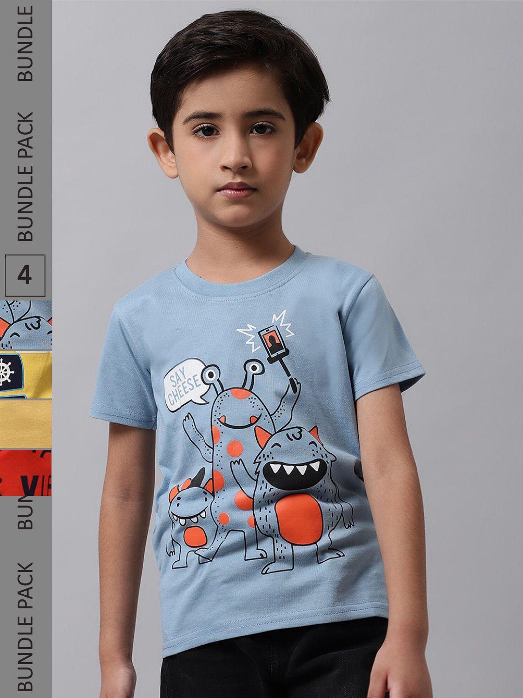 baesd boys pack of 4 printed cotton t-shirt