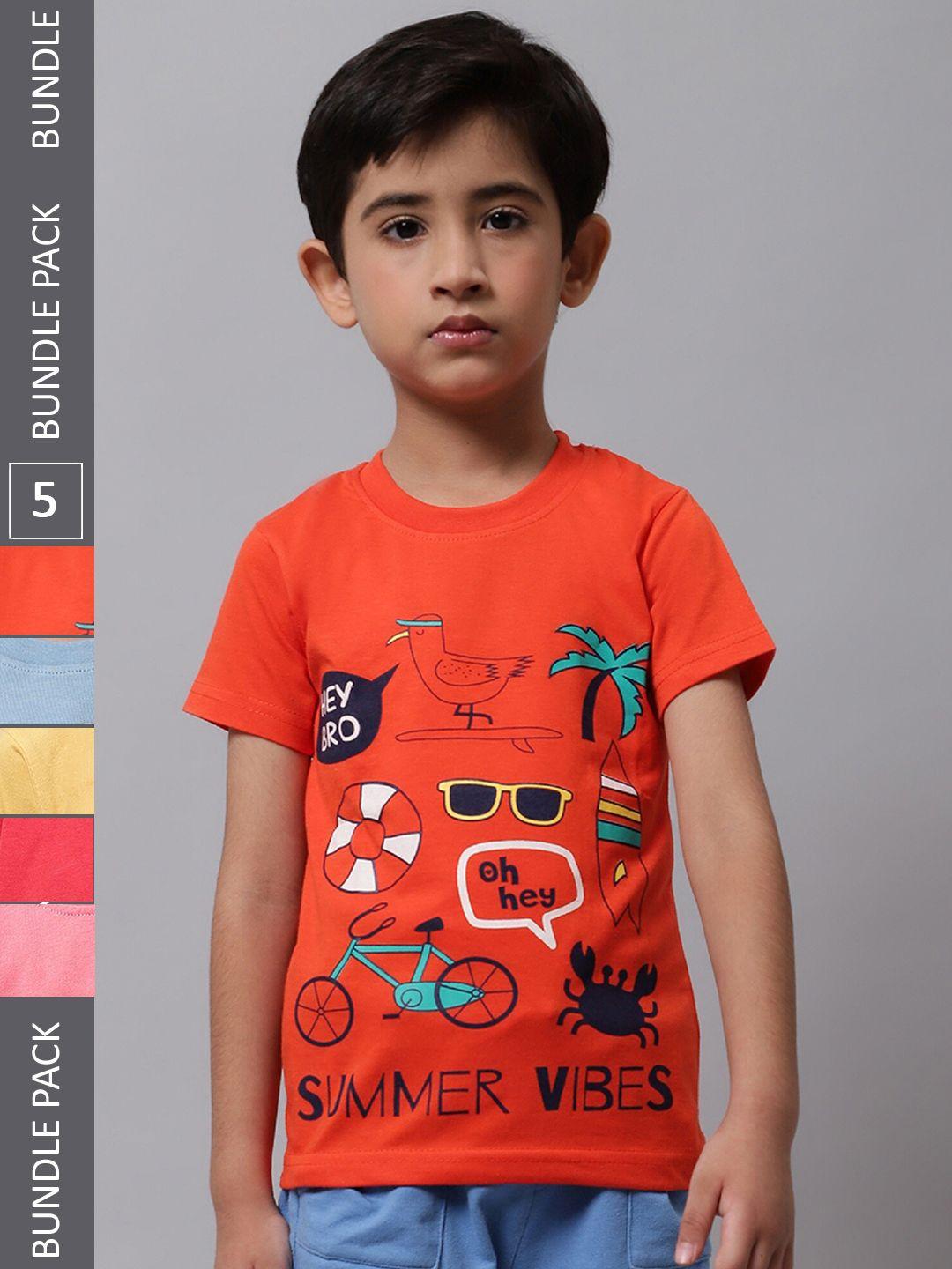 baesd boys pack of 5 printed cotton t-shirt