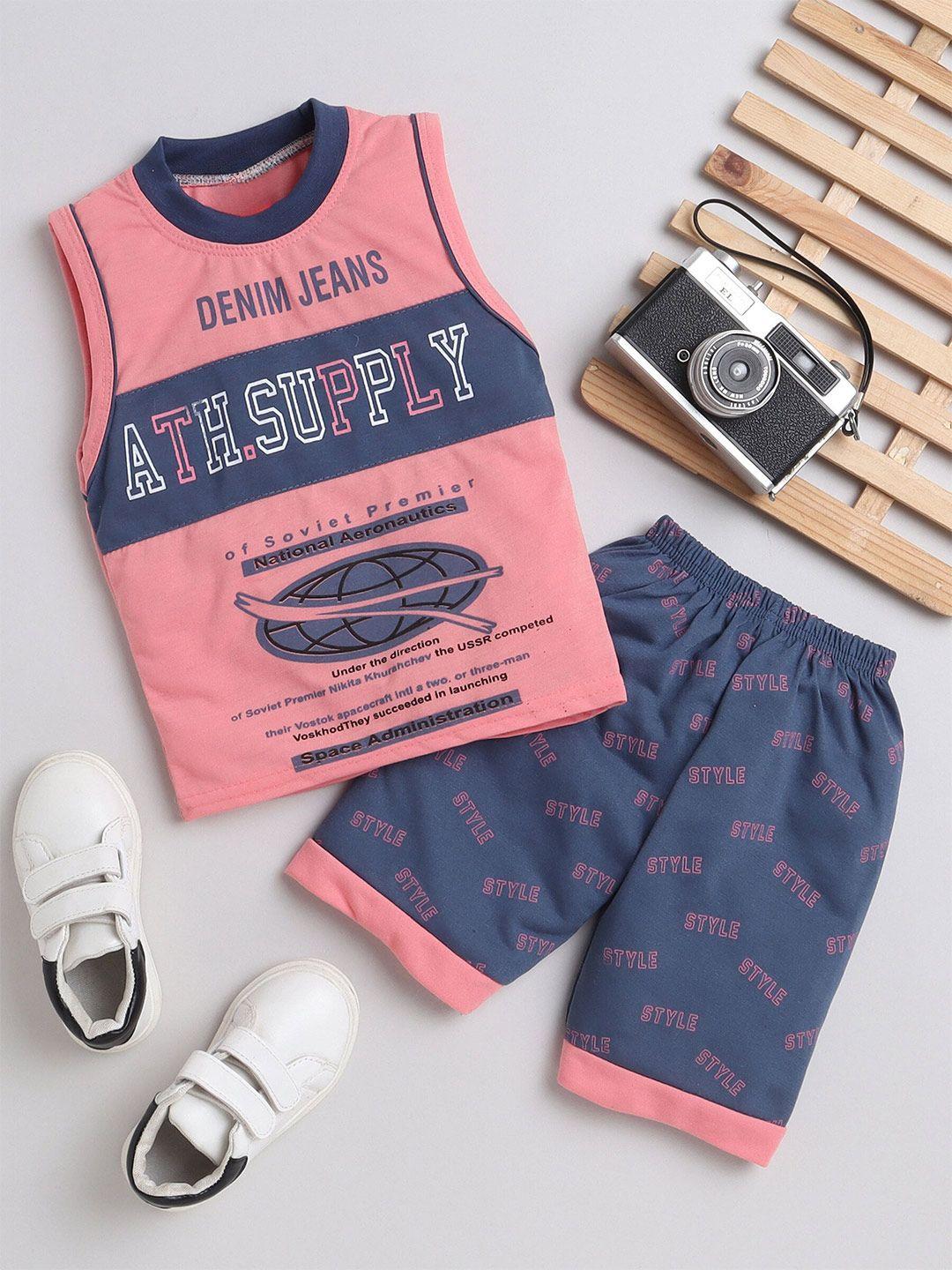 baesd-boys-pink-&-navy-blue-printed-t-shirt-with-shorts