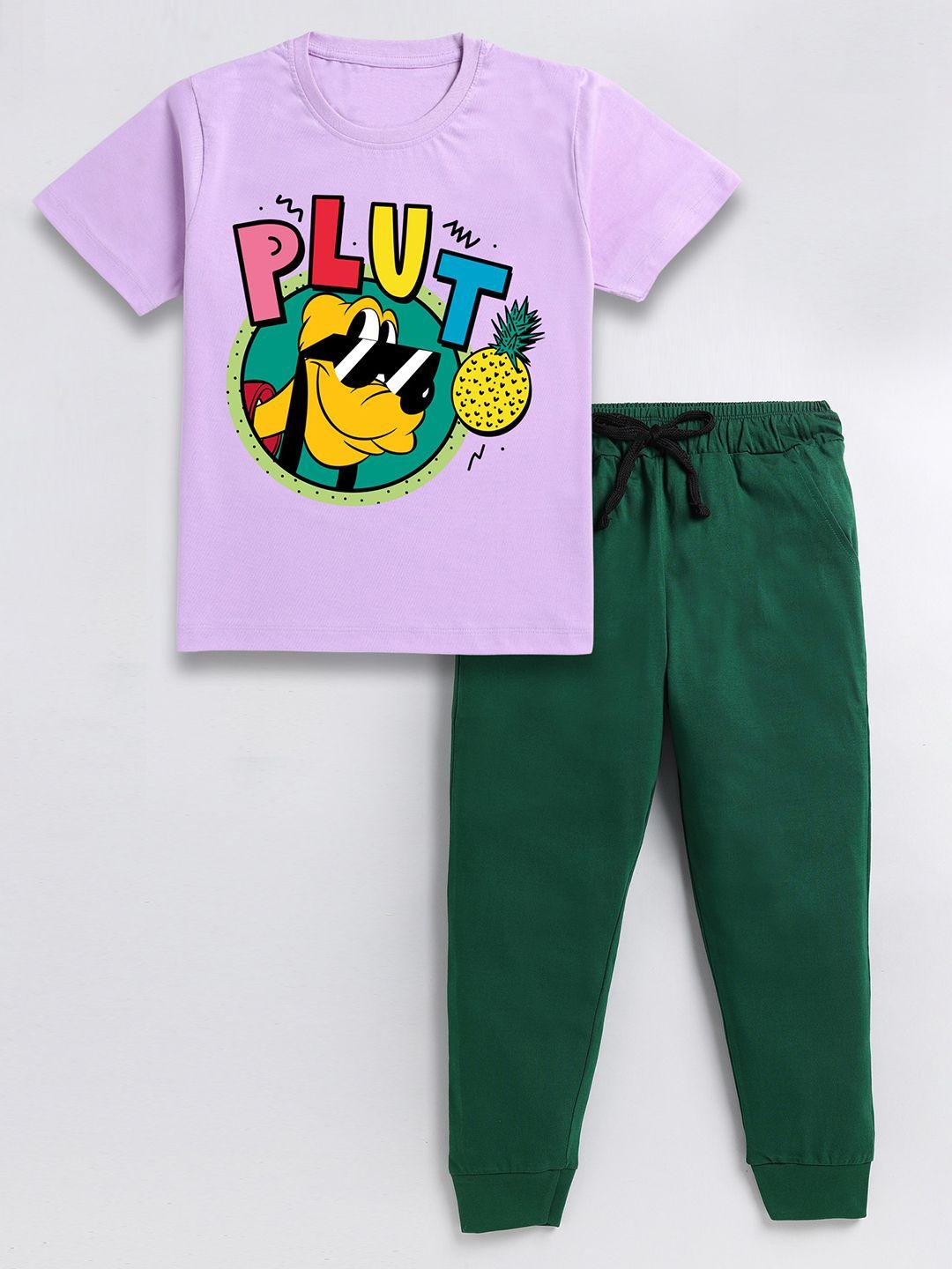baesd boys pluto printed pure cotton t-shirt with trousers