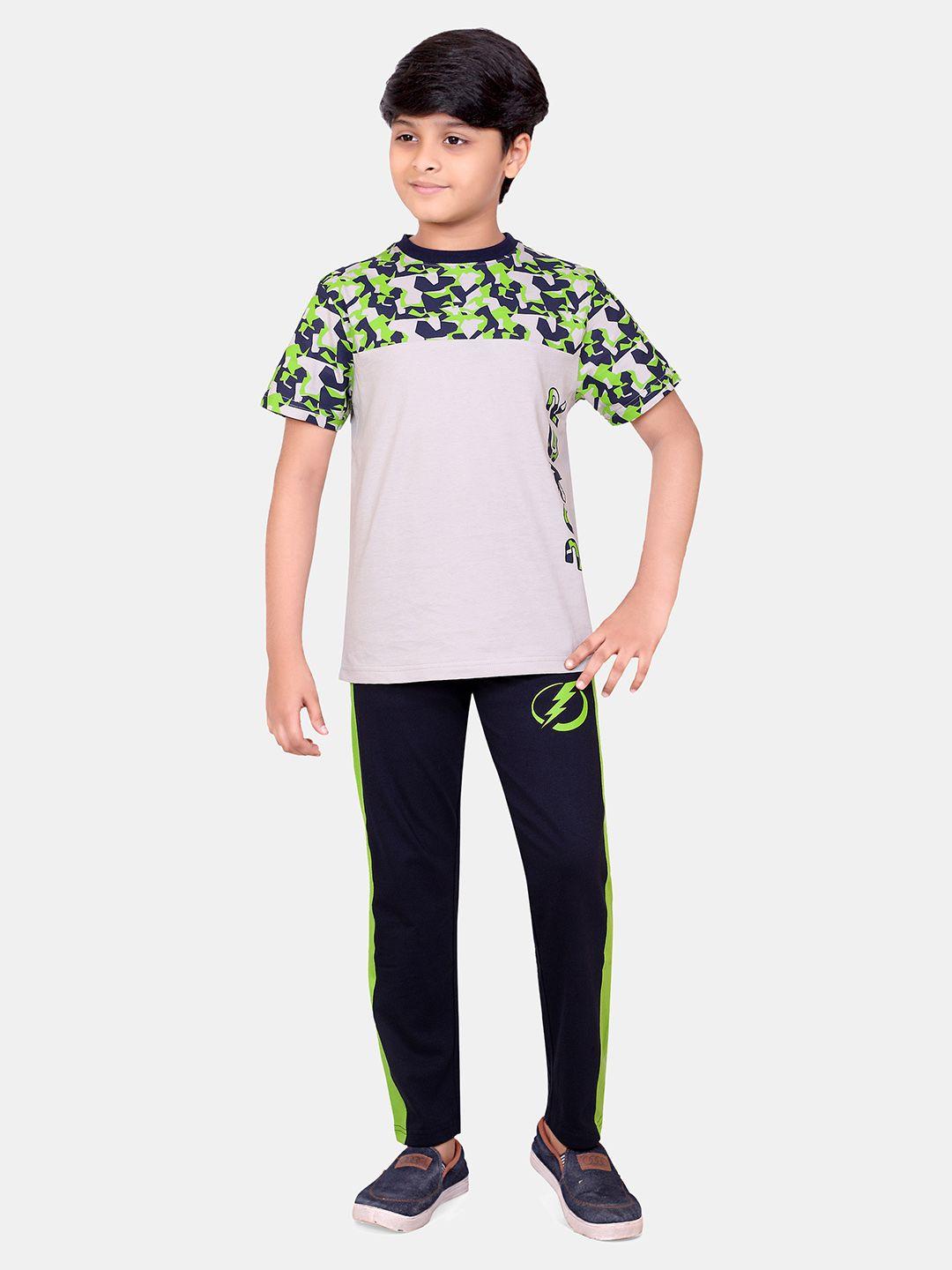 baesd boys printed printed pure cotton t-shirt with trousers