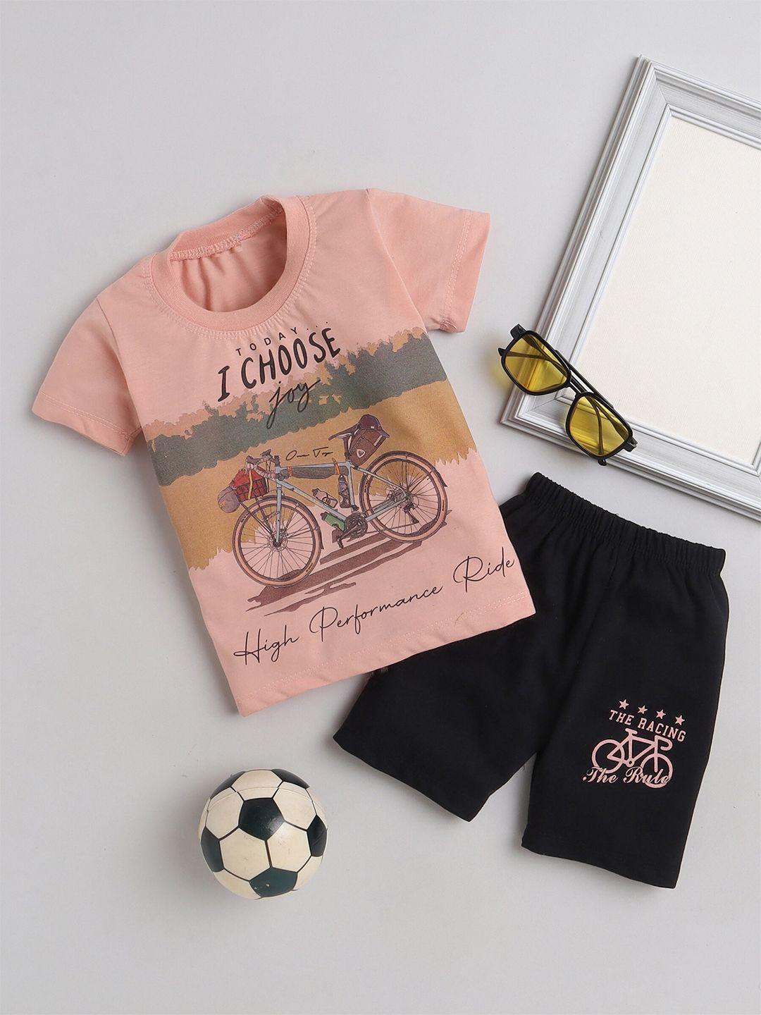 baesd boys printed pure cotton t-shirt with shorts