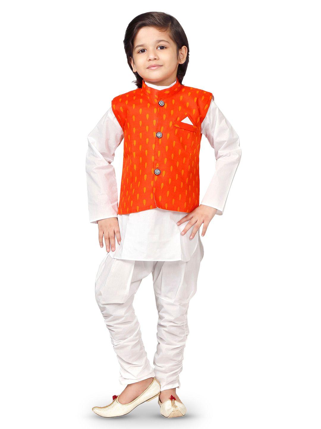 baesd boys pure cotton kurta with churidar & waistcoat
