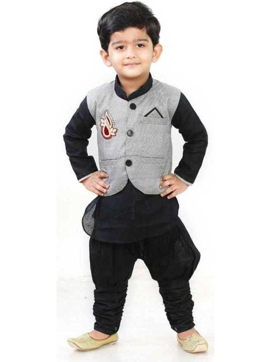 baesd boys pure cotton kurta with dhoti pants & waistcoat
