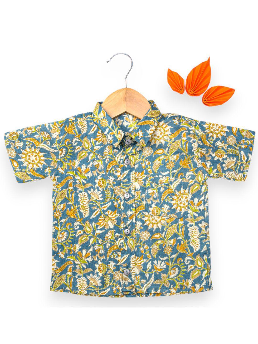 baesd boys relaxed floral printed organic cotton casual shirt