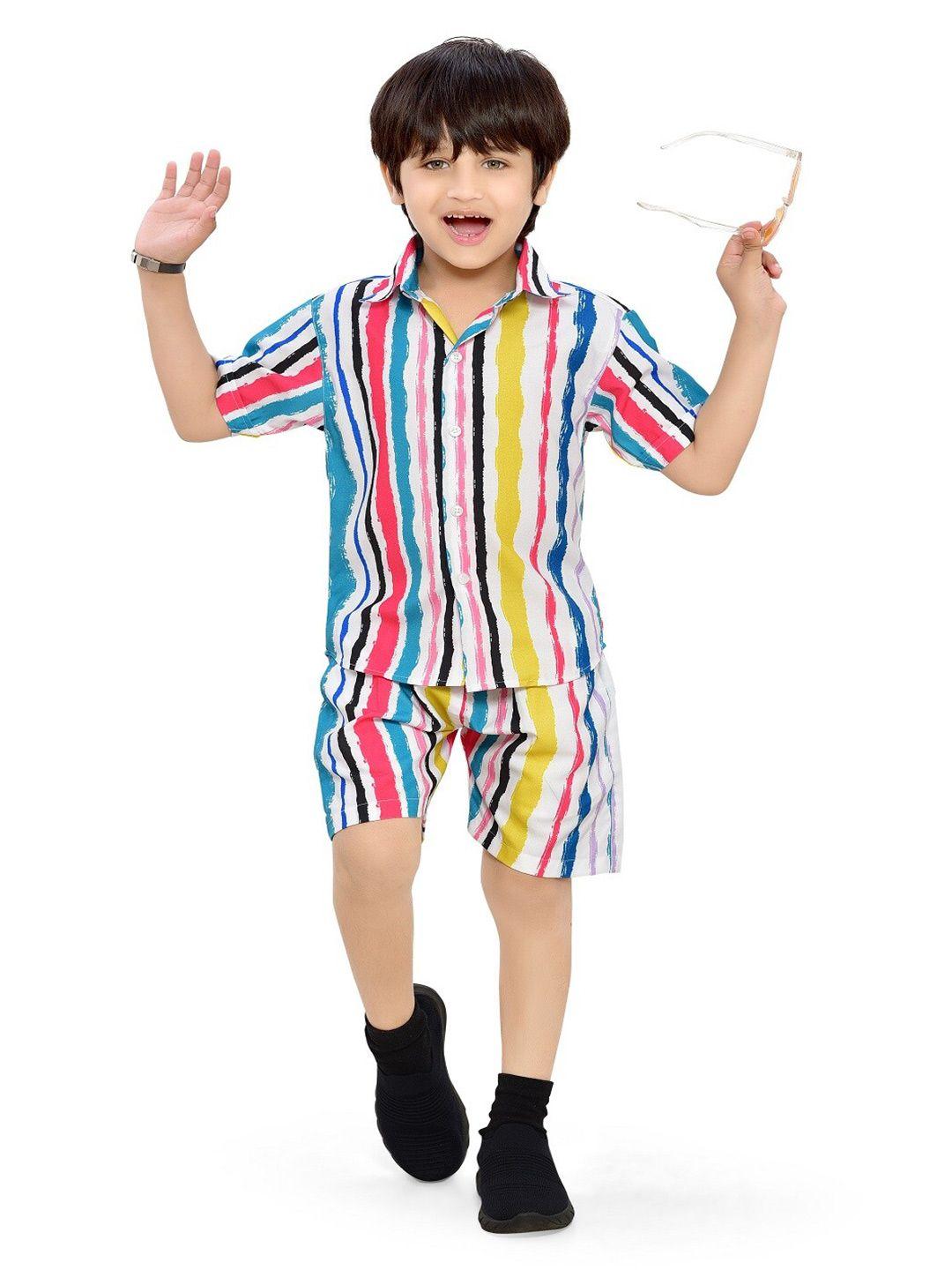 baesd boys striped short sleeves cotton shirt with shorts