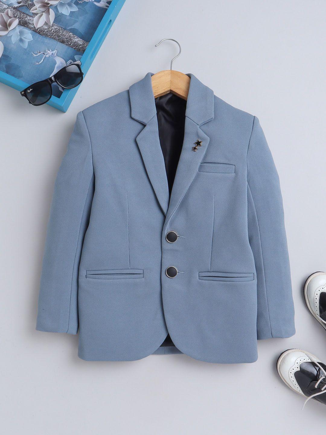 baesd boys textured single-breasted notched lapel blazers