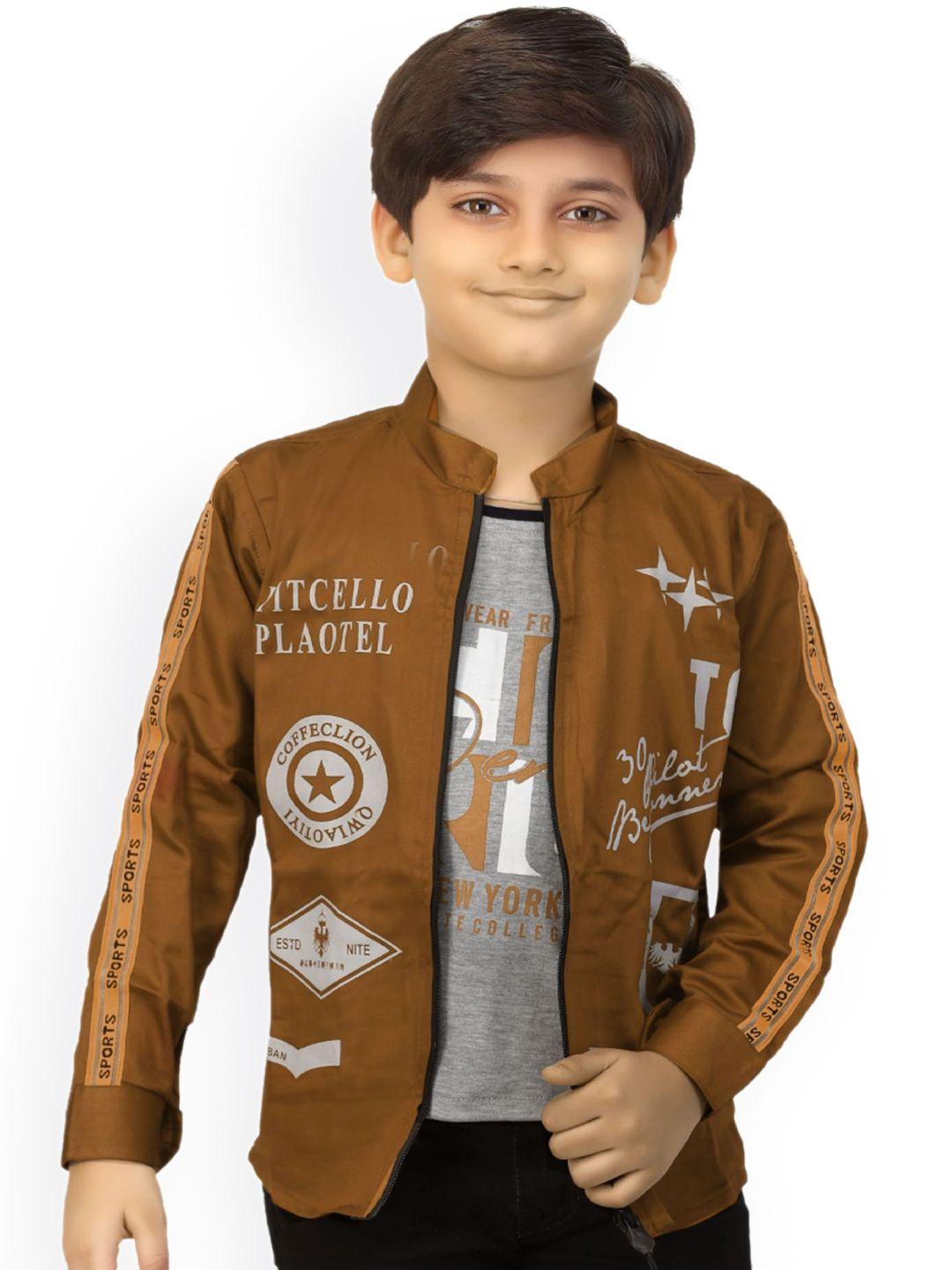 baesd boys typography printed lightweight bomber jacket with attached t-shirt
