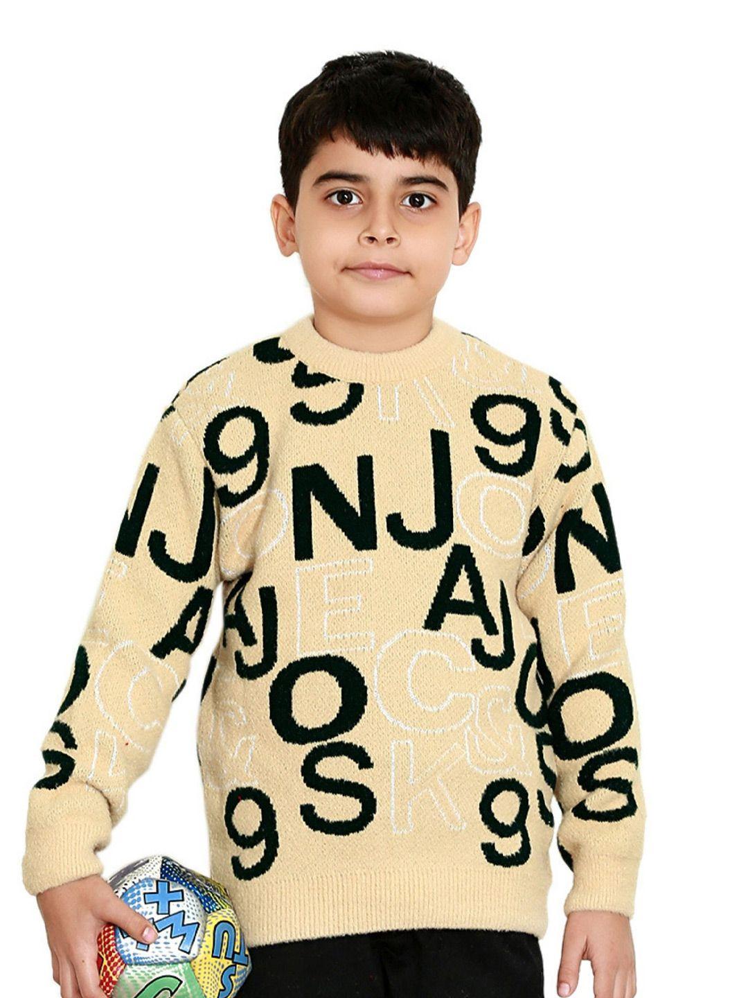 baesd boys typography printed round neck sweater