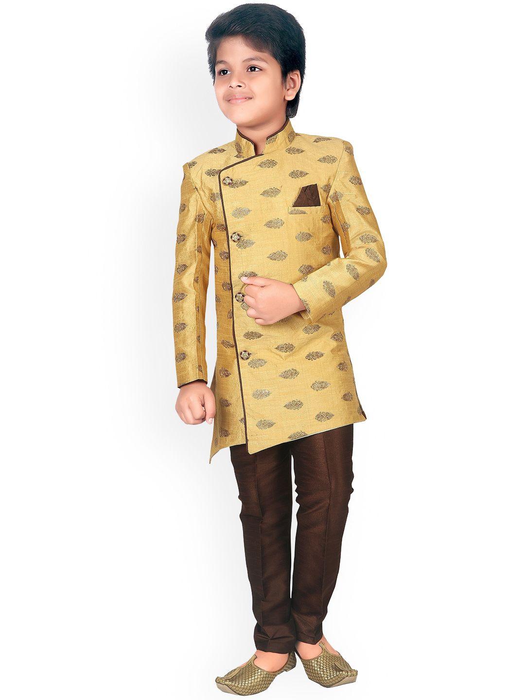 baesd boys woven-design sherwani