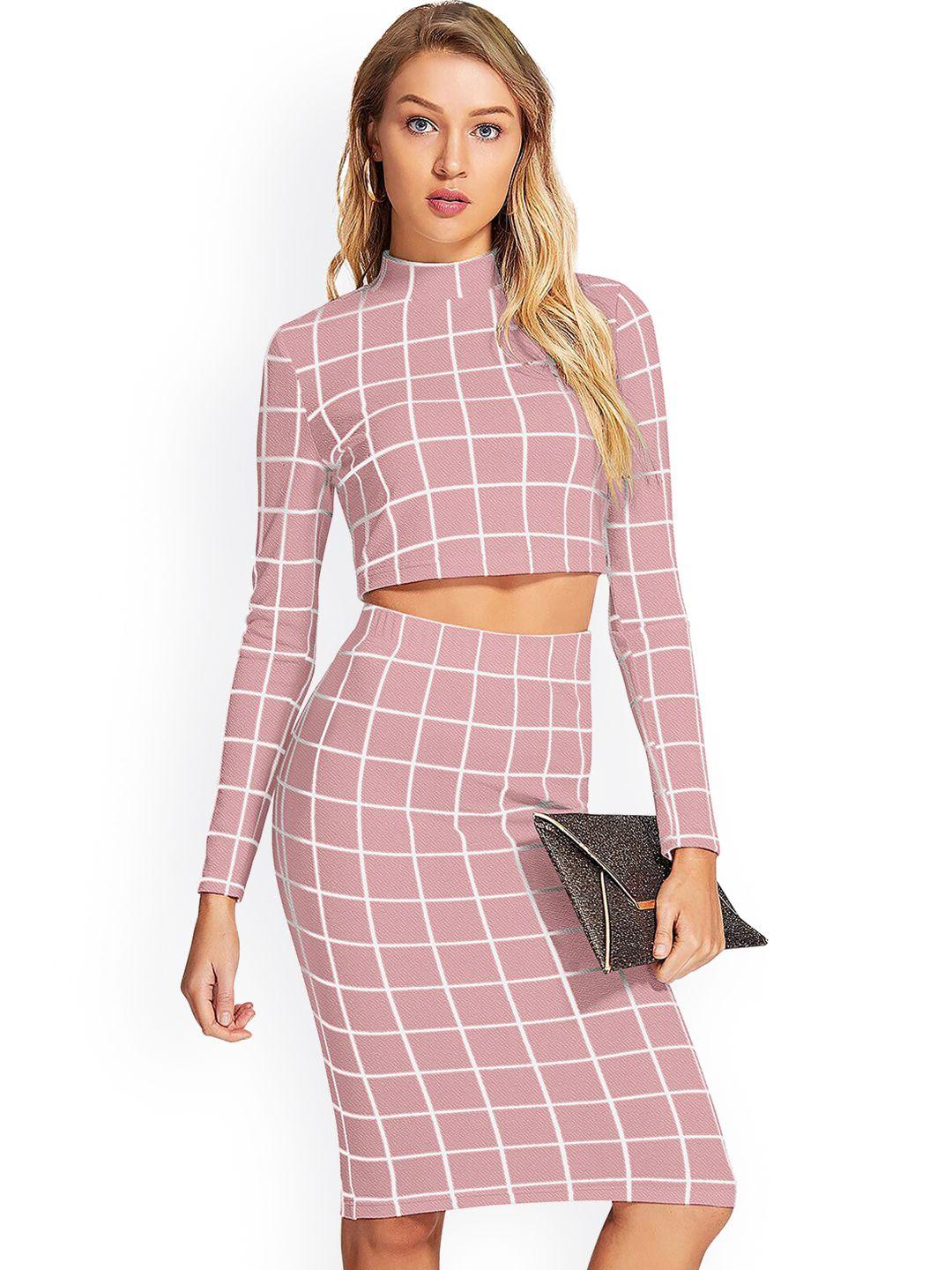 baesd checked crop top with skirt co-ords