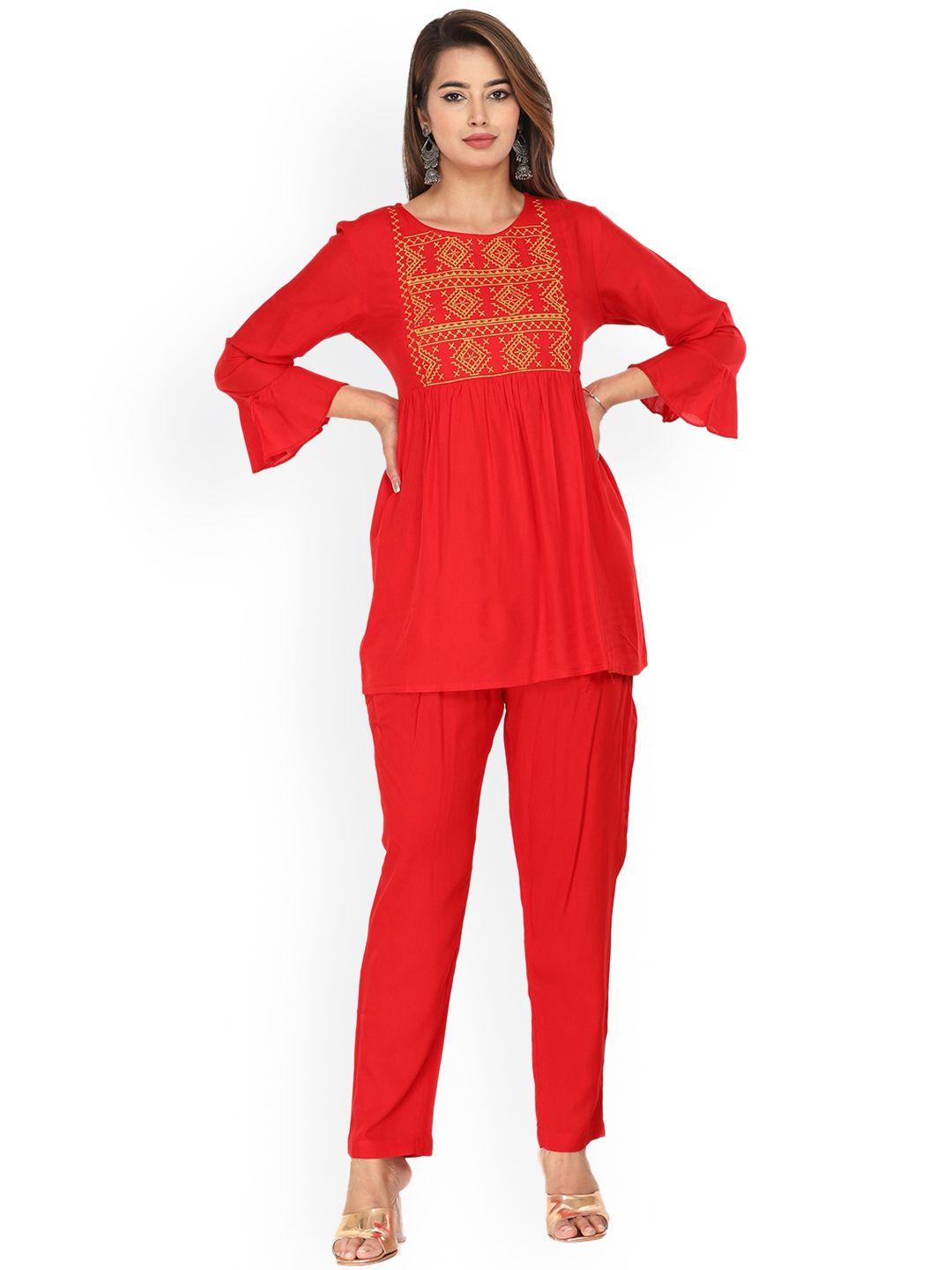 baesd embroidered tunic with trousers co-ords