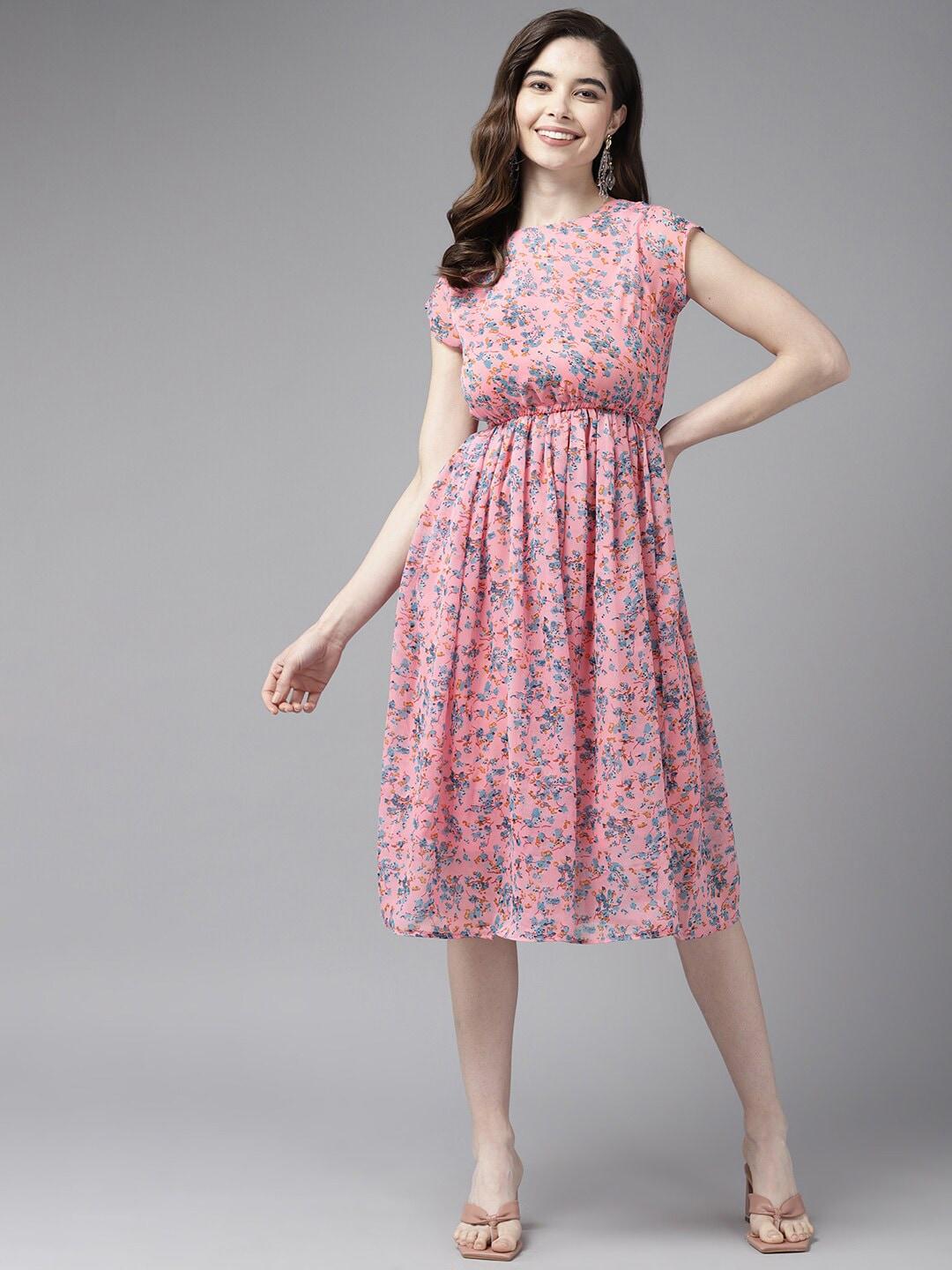 baesd floral print georgette peplum dress