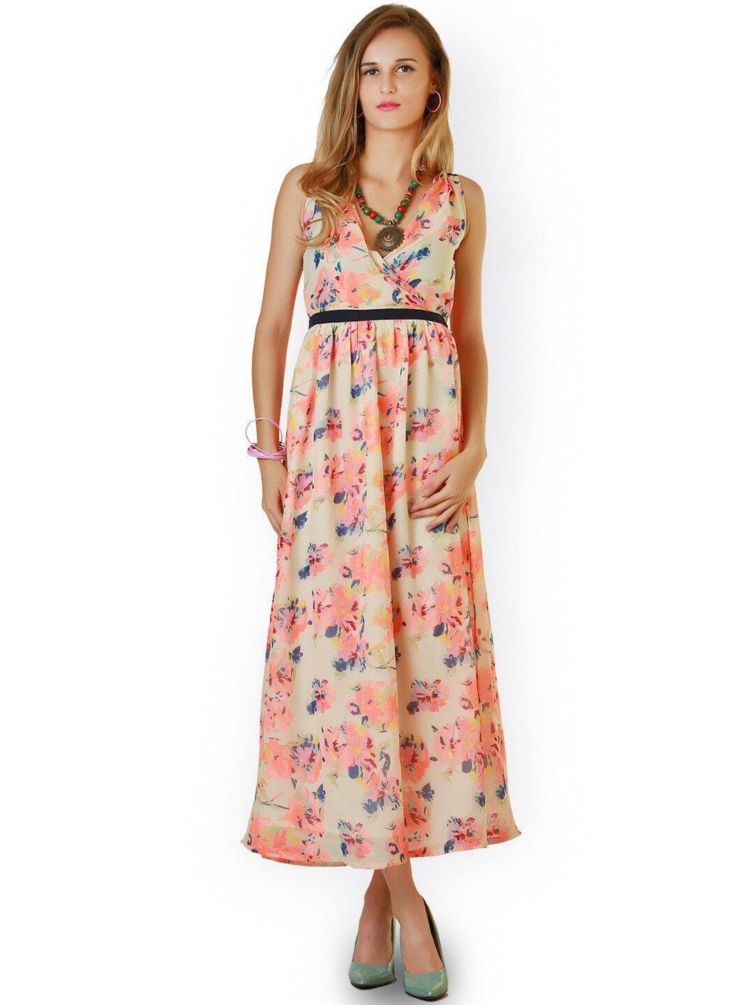 baesd floral printed georgette a-line maxi dress