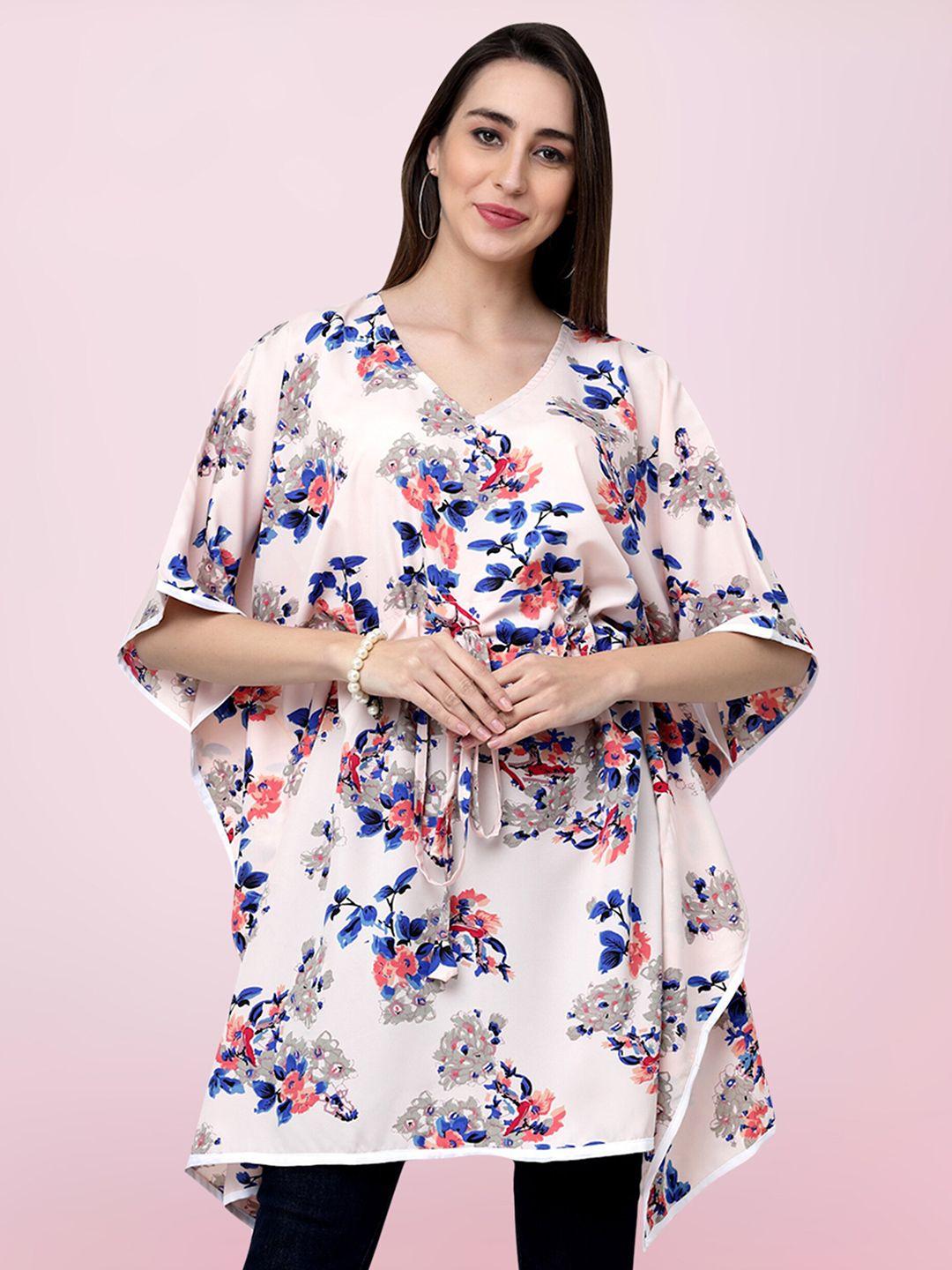 baesd floral printed kimono sleeves kaftan longline top