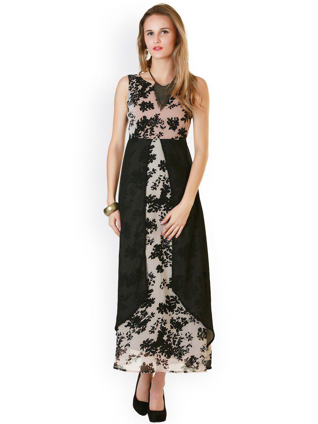 baesd floral printed layered a line maxi dress