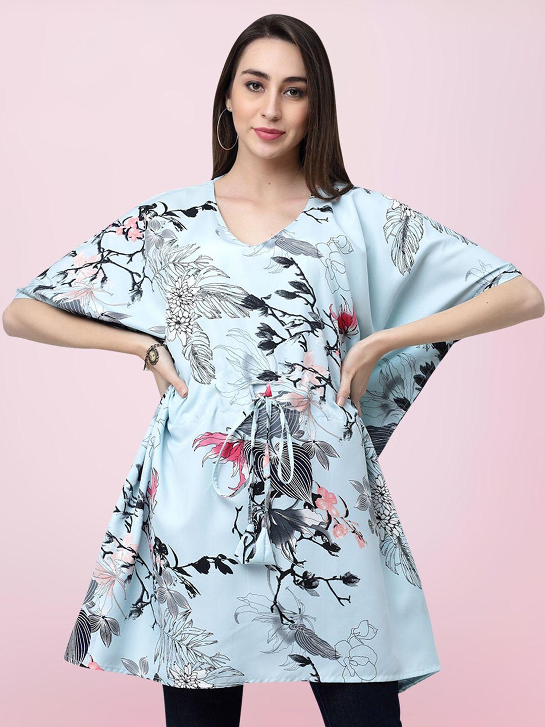 baesd floral printed longline kaftan top