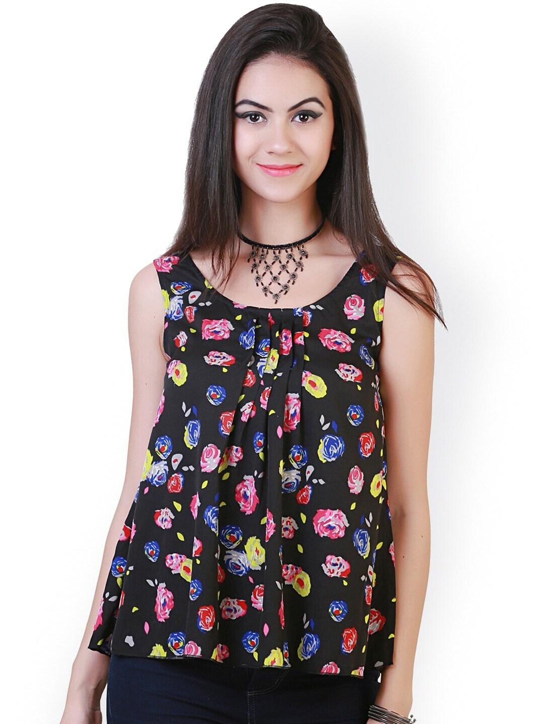 baesd floral printed sleeveless a-line top