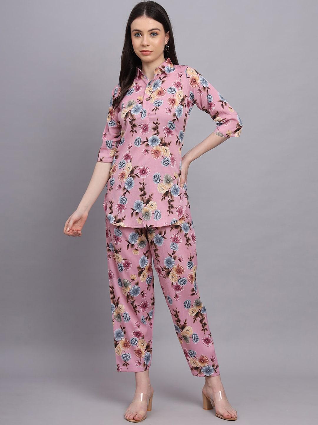 baesd floral printed top with trousers co-ords