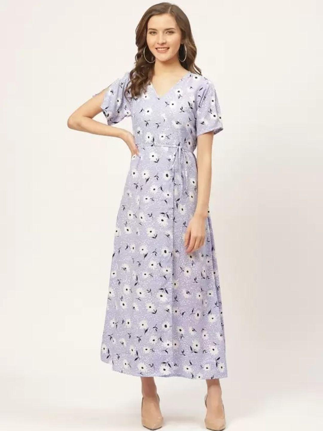 baesd floral printed v-neck maxi cotton dress