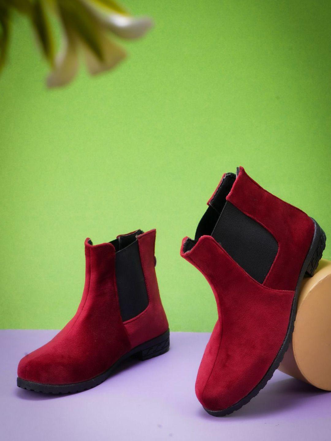 baesd girls suede block heeled chelsea boots