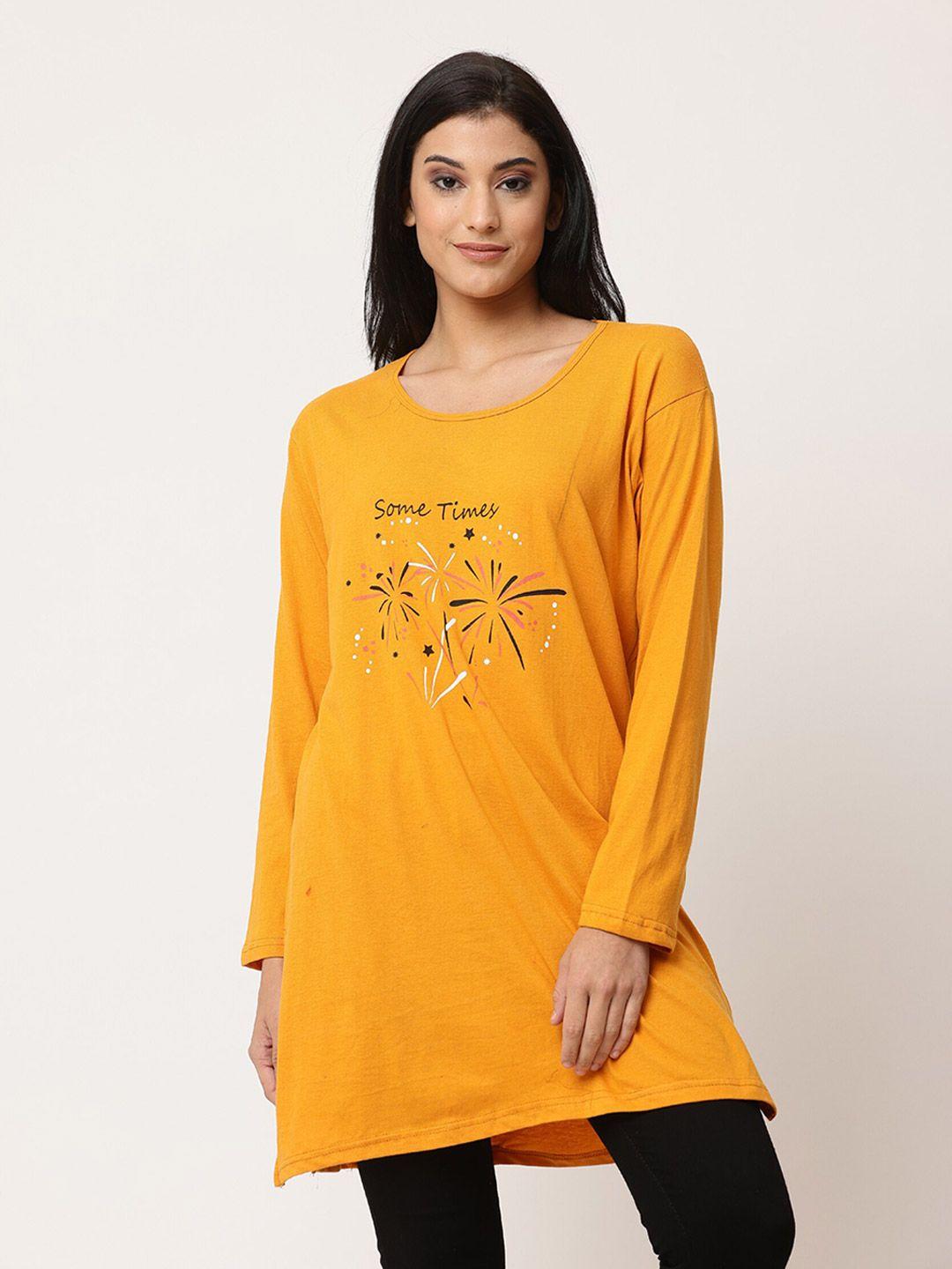 baesd graphic printed drop-shoulder sleeves pure cotton longline t-shirt