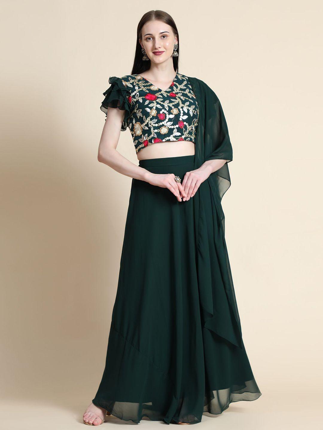 baesd-green-embroidered-thread-work-ready-to-wear-lehenga-&-blouse-with-dupatta
