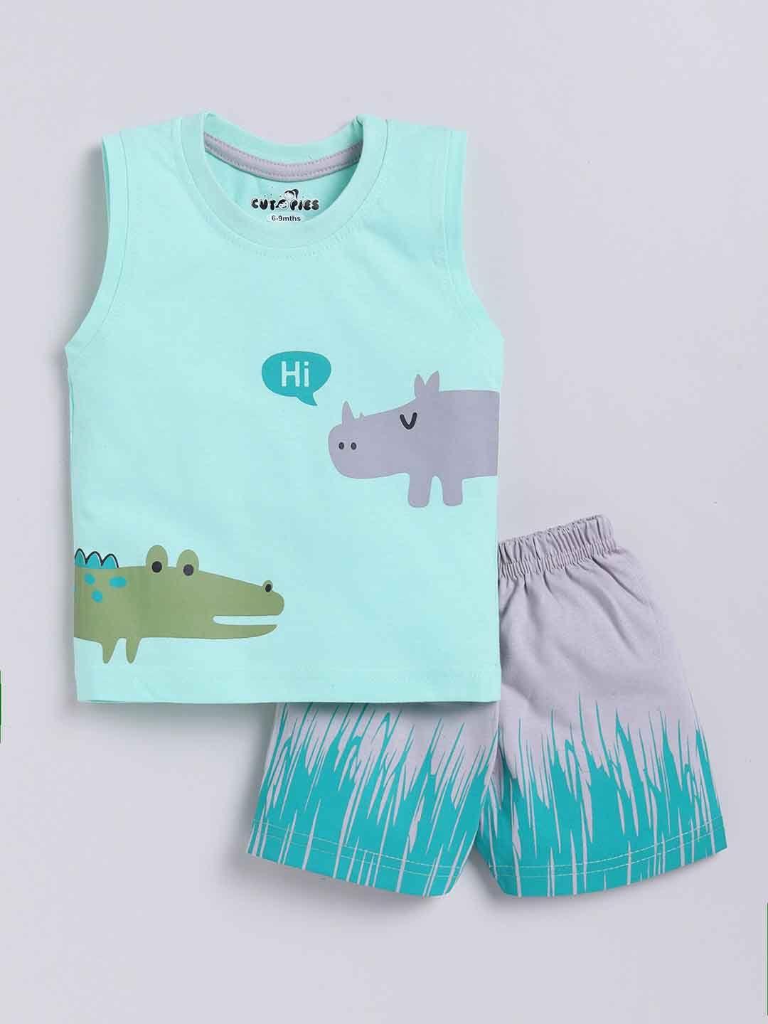 baesd infant conversational printed t-shirt with shorts