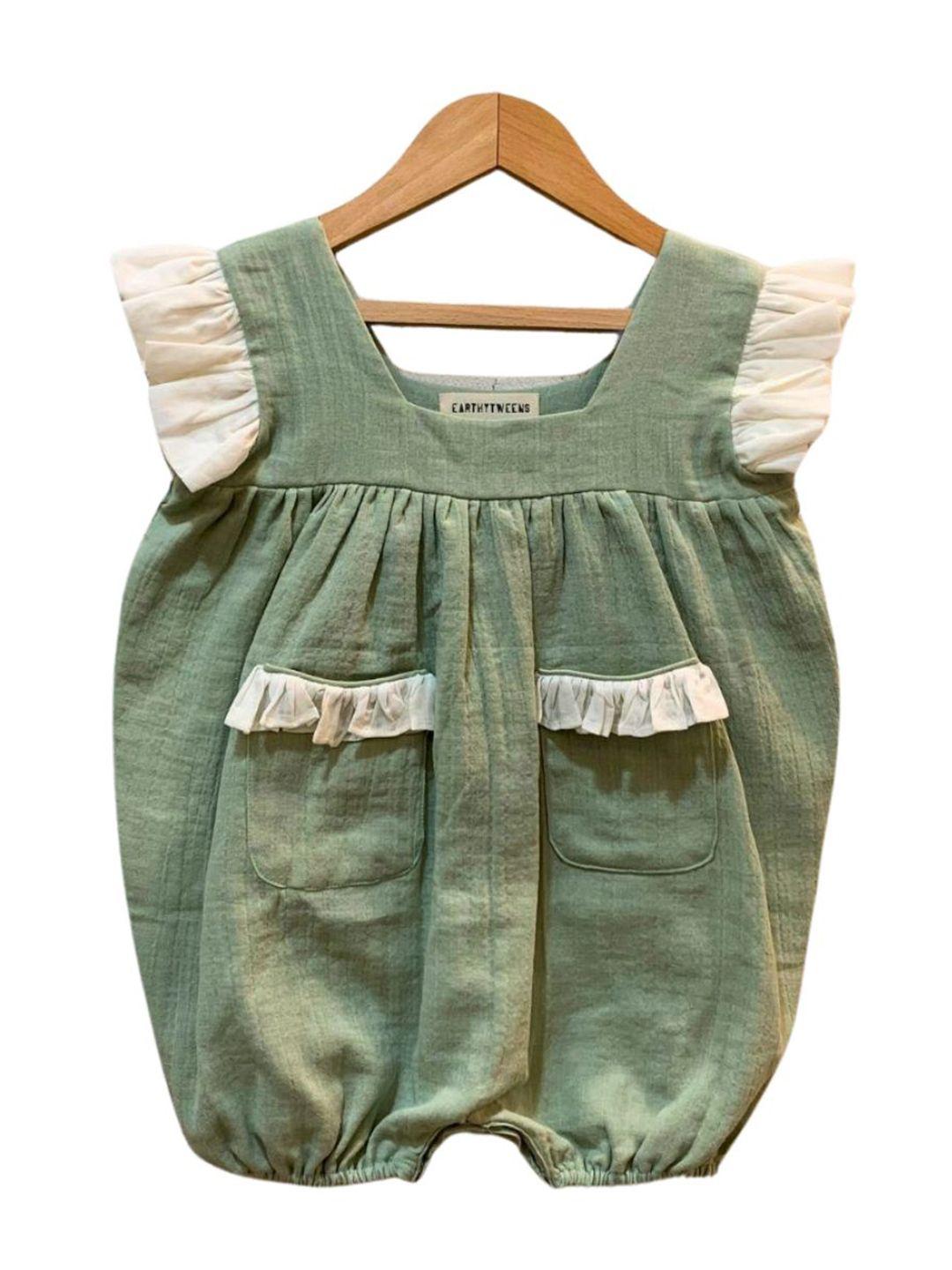 baesd infant girls double cotton frill rompers