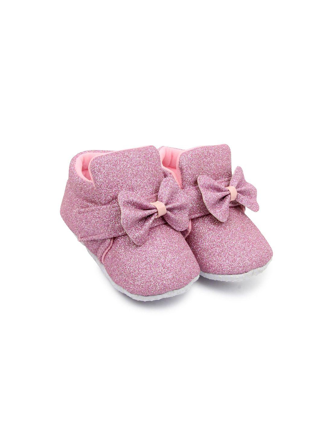 baesd infant girls embellished bow detail cotton booties
