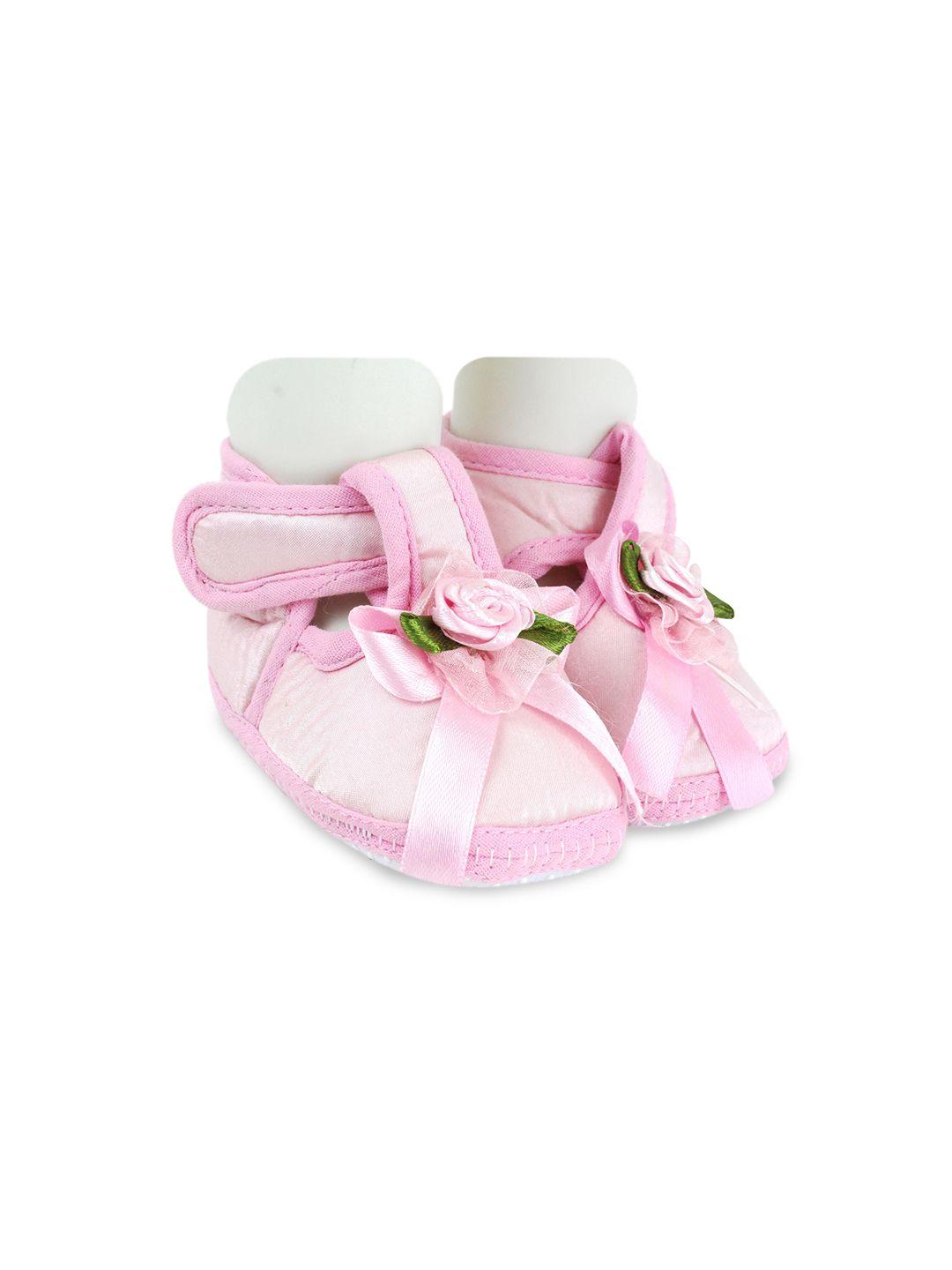 baesd infant girls floral bow embellished satin anti slip booties