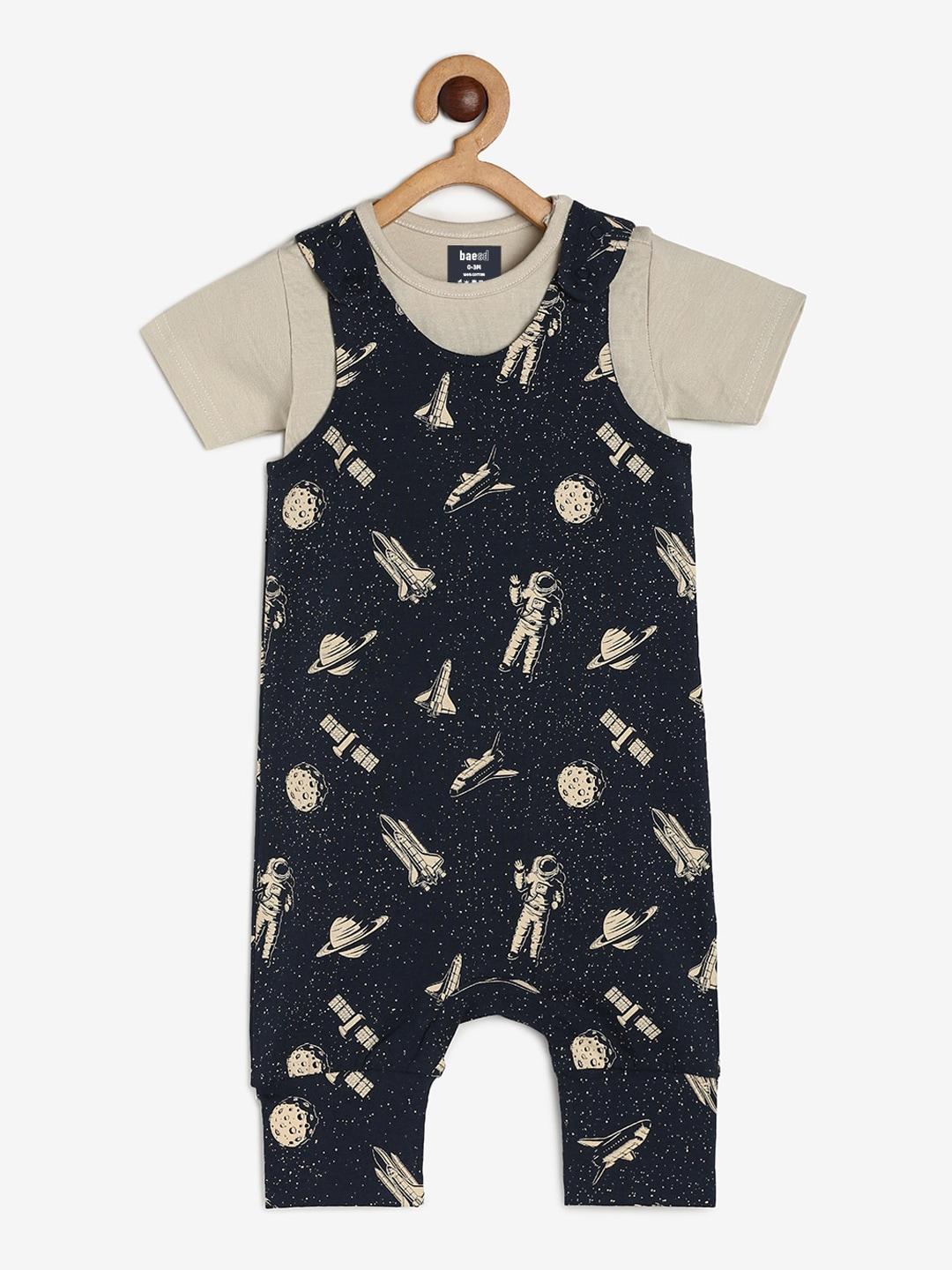 baesd infants conversational printed dungaree with t-shirt