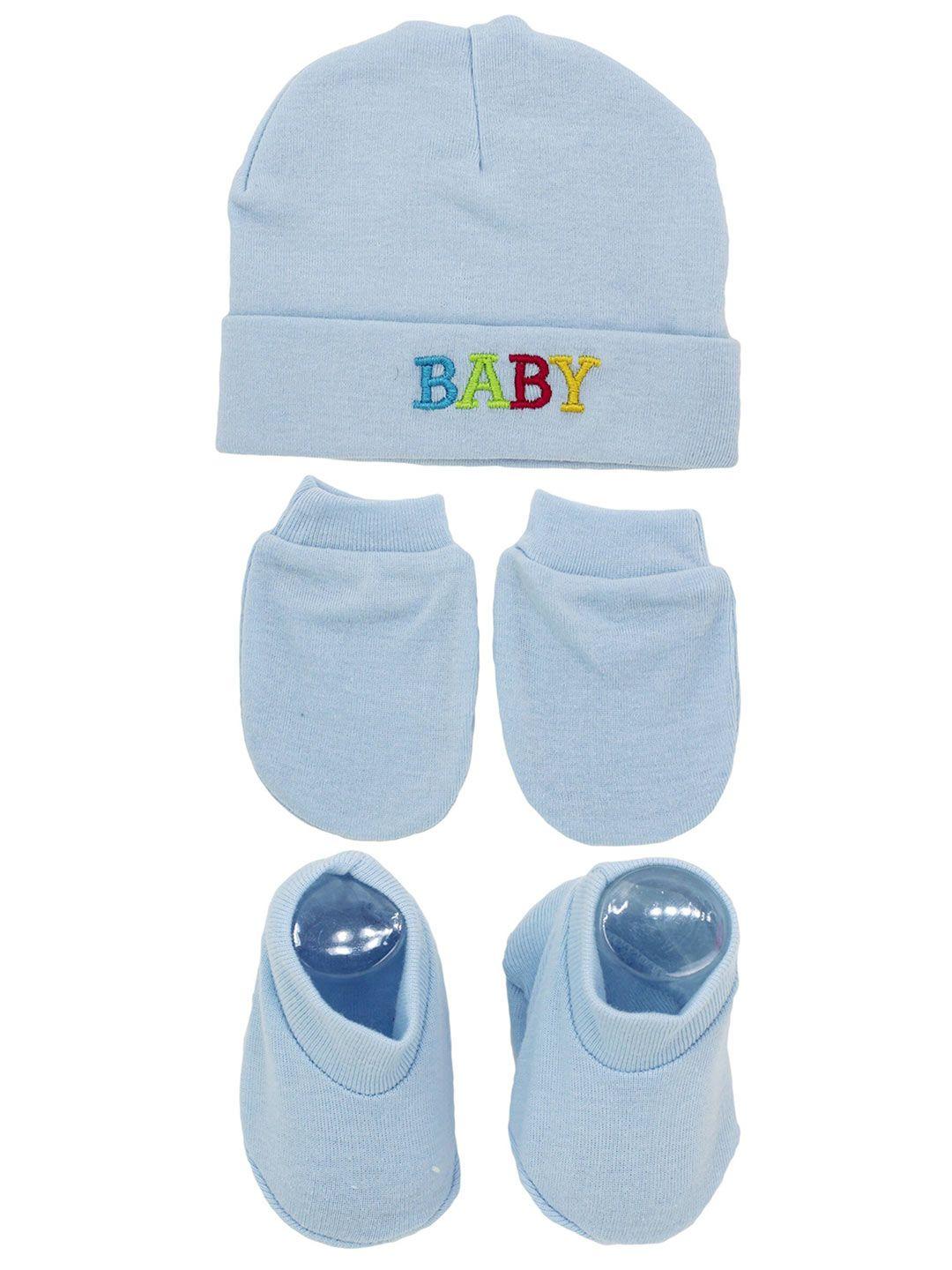 baesd infants organic cotton mittens with booties & cap