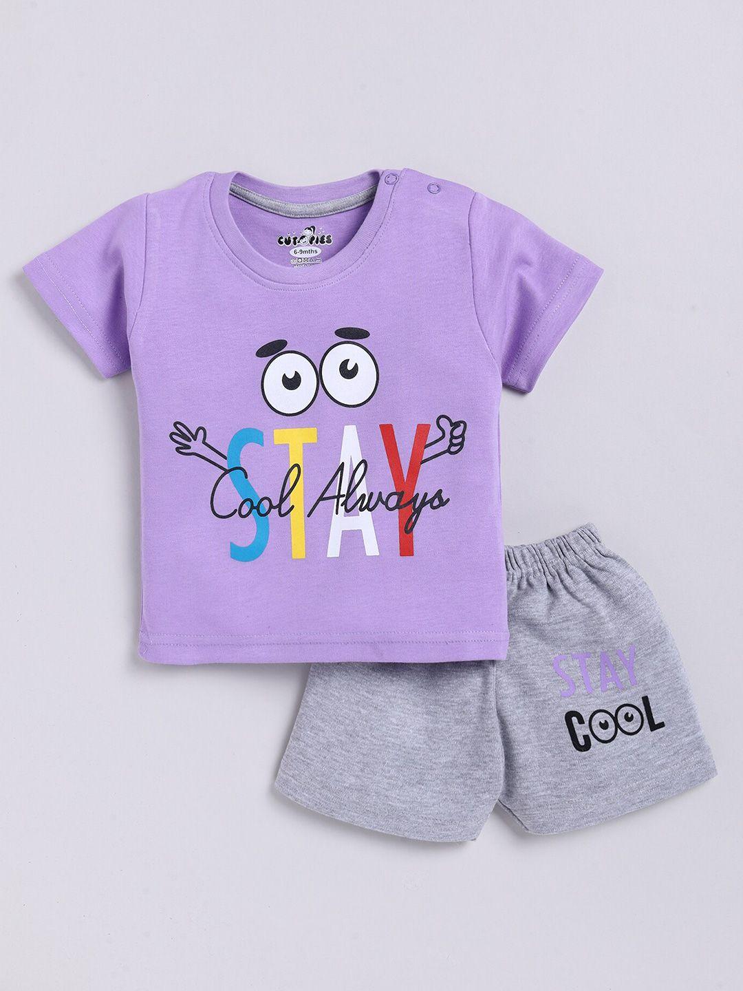 baesd infants printed cotton t-shirt with shorts