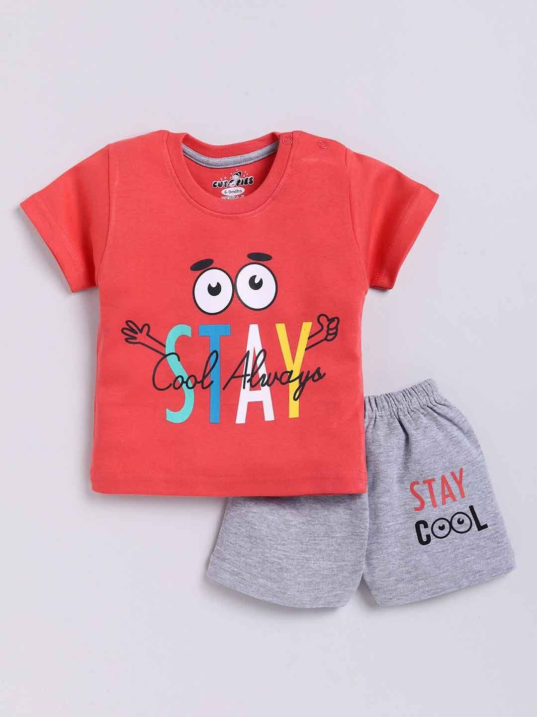 baesd infants typography printed t-shirt with shorts