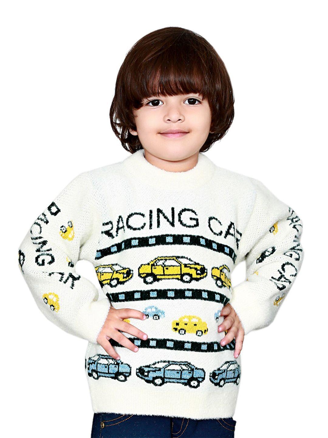 baesd kids conversational printed round neck acrylic pullover sweater