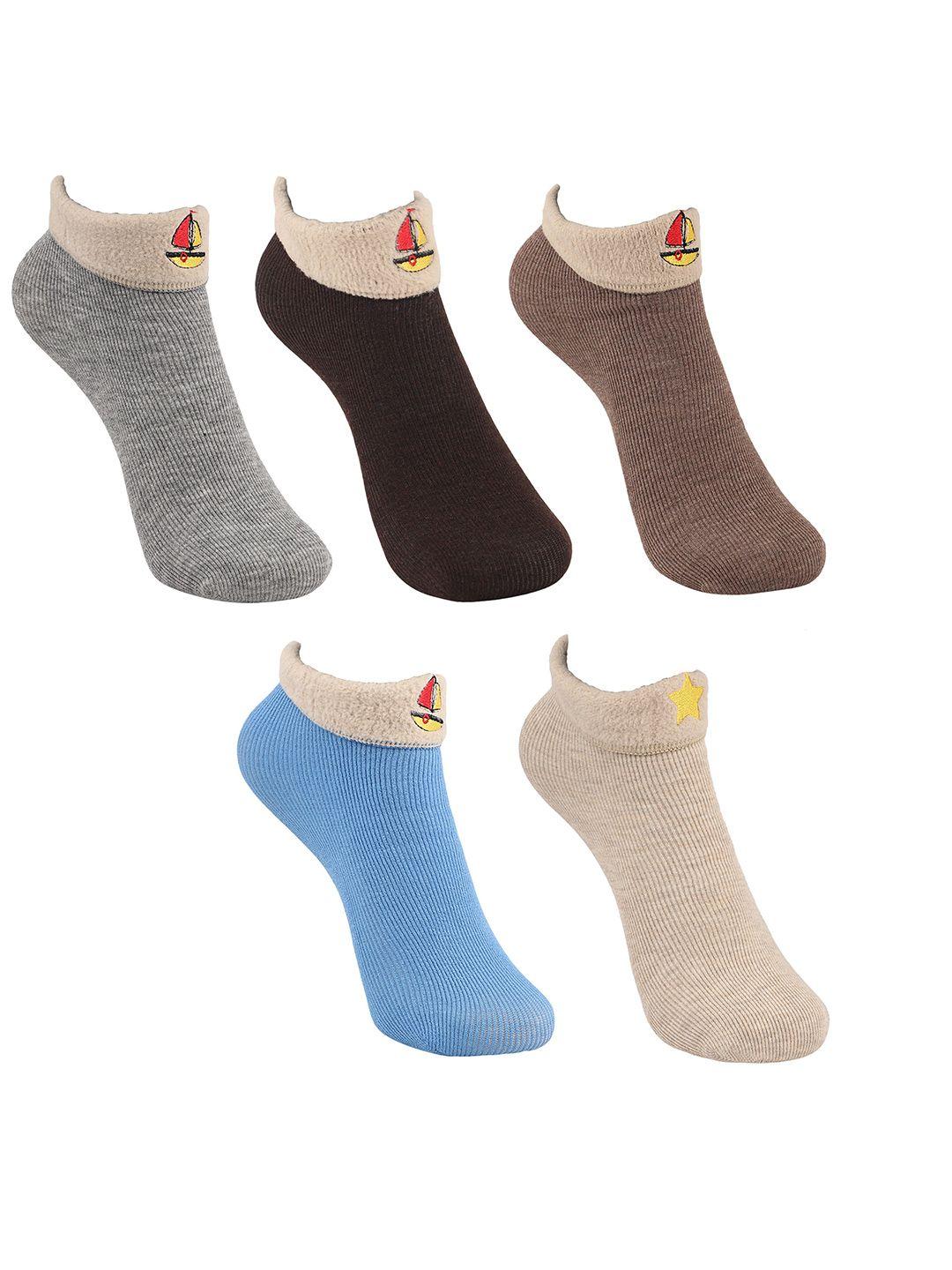 baesd kids pack of 5 cotton ankle-length socks
