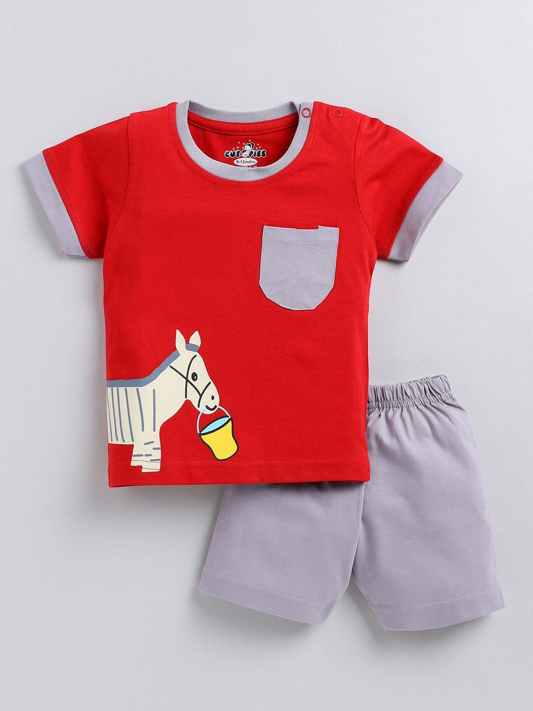 baesd kids printed cotton t-shirt with shorts