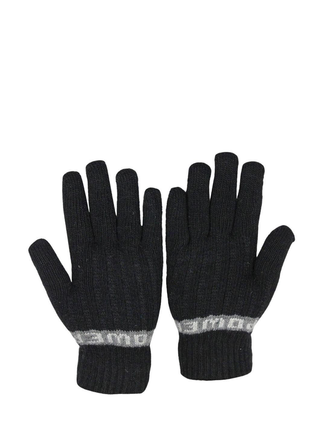 baesd men striped full finger woolen winter gloves