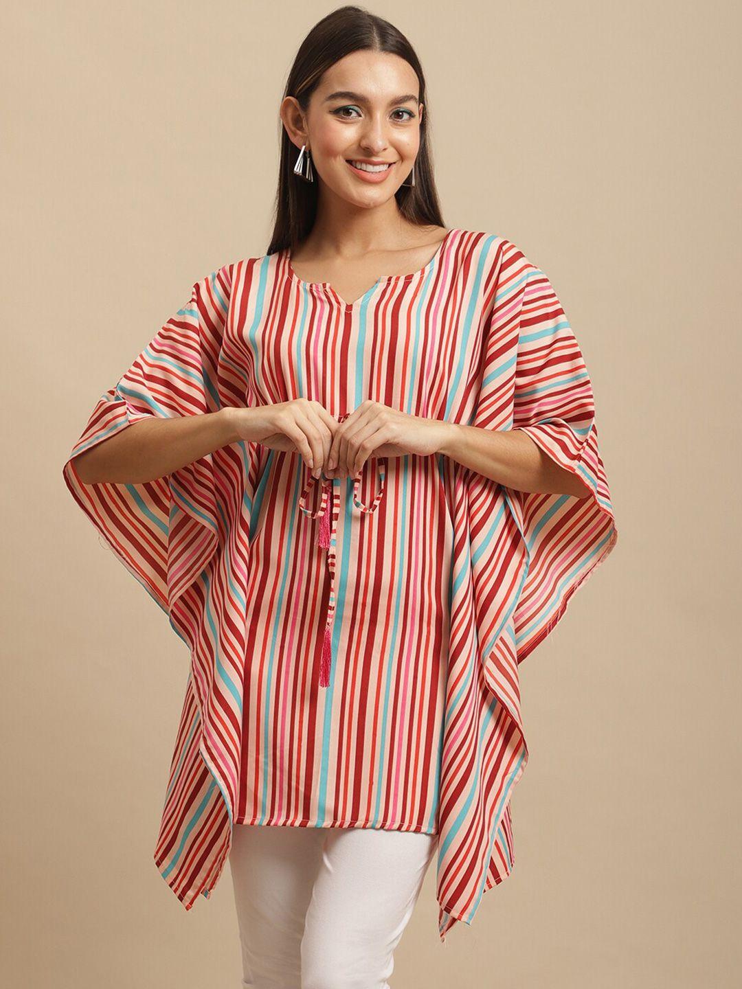 baesd multicoloured print kimono sleeve crepe kaftan longline top