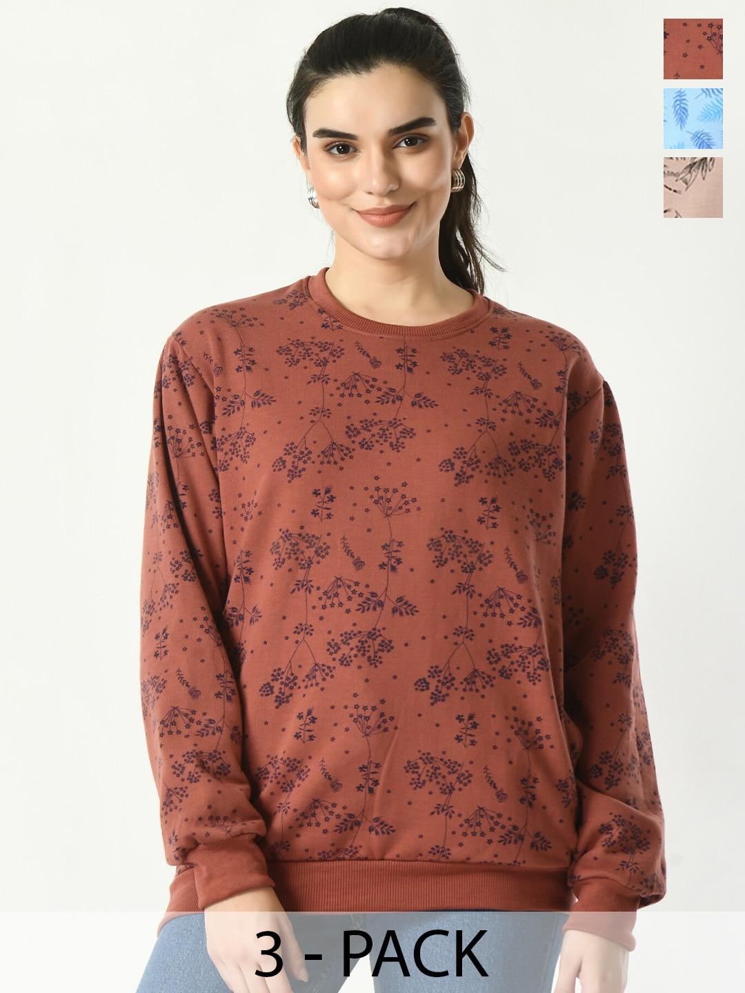 baesd pack of 3 floral printed fleece sweatshirt