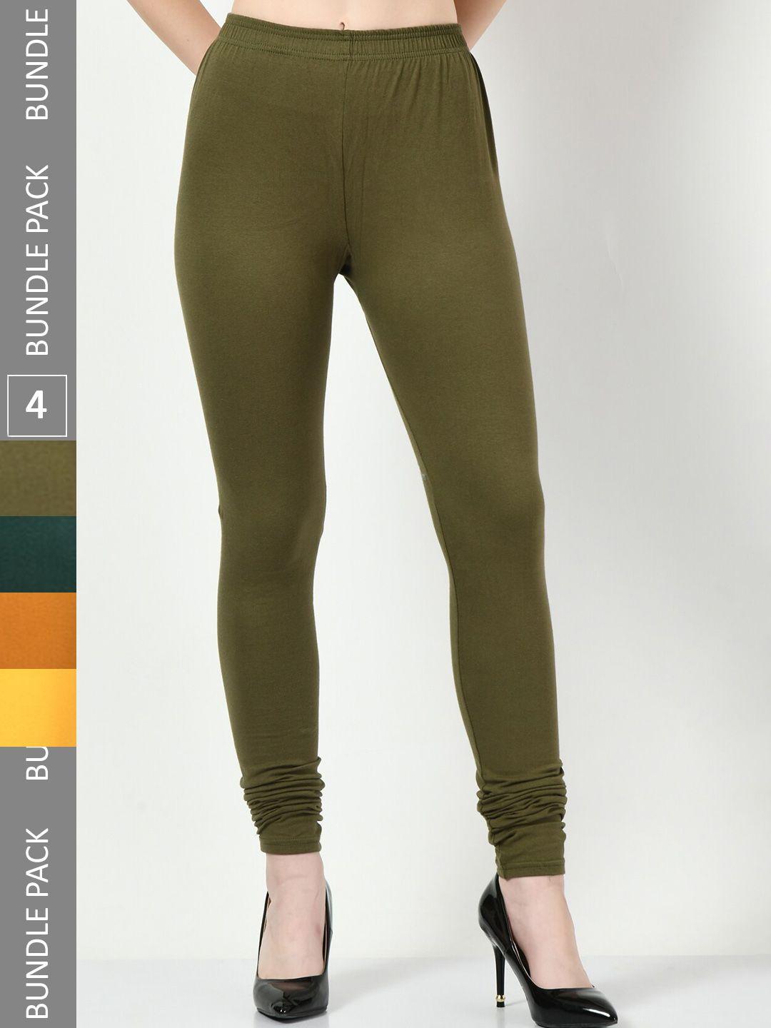 baesd pack of 4 churidar-length slim-fit soft leggings