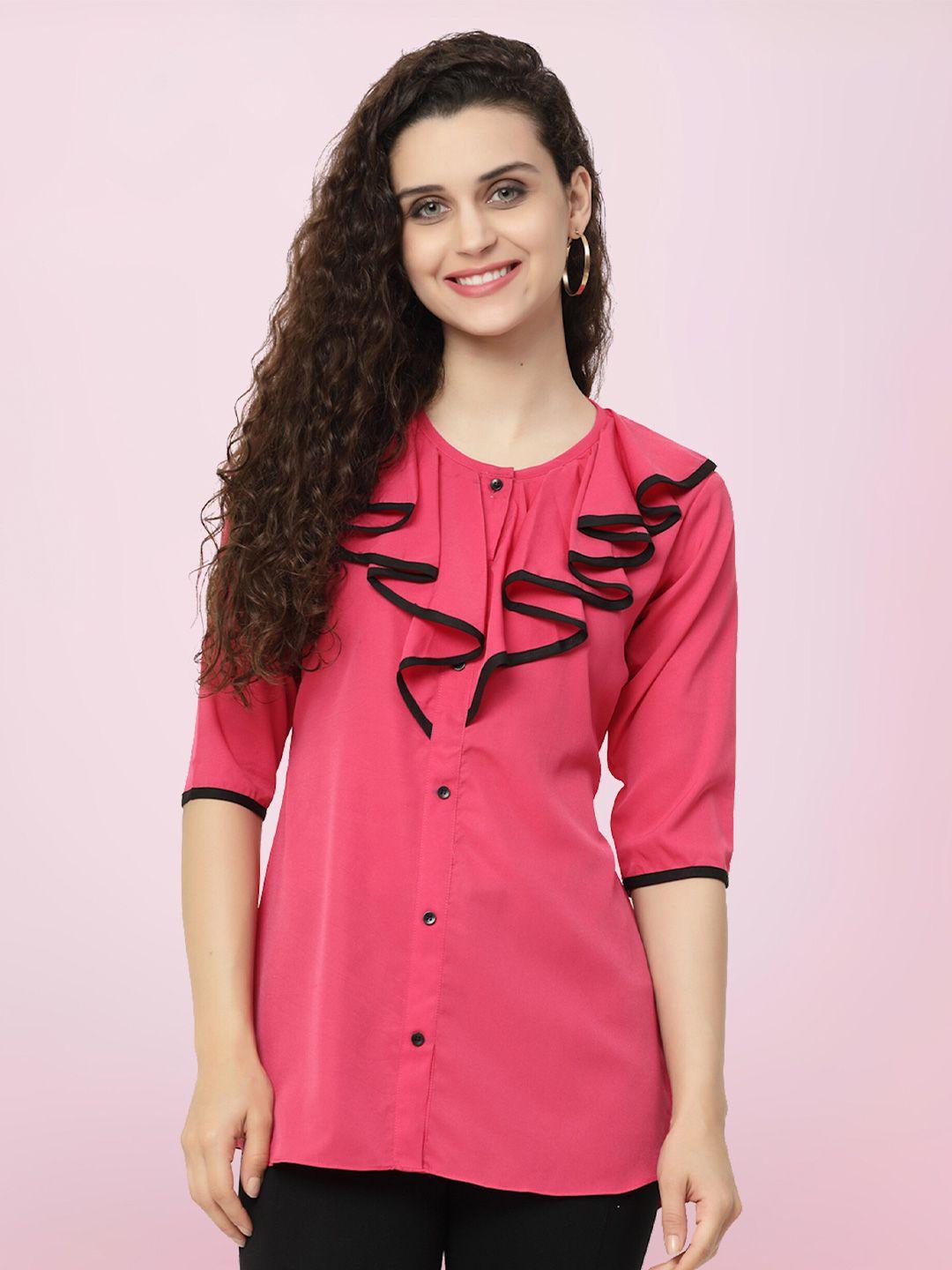 baesd pink crepe shirt style top