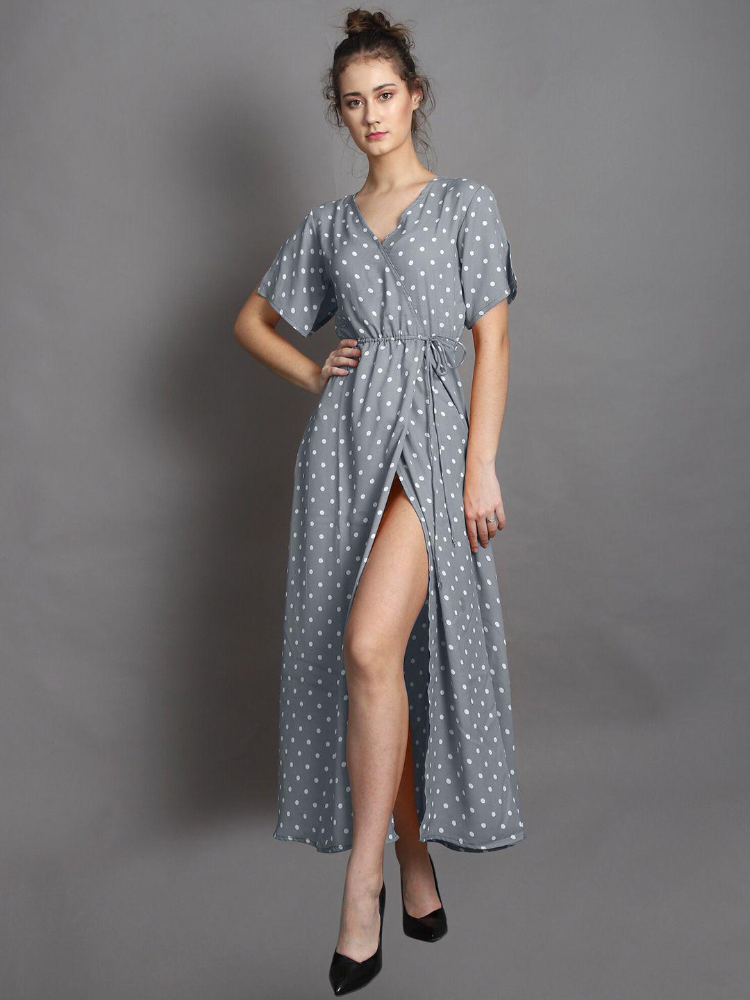 baesd polka dot printed v-neck maxi dress
