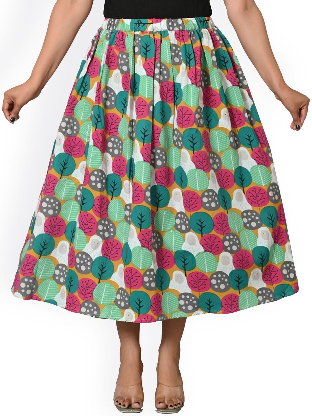 baesd printed cotton flared midi skirt