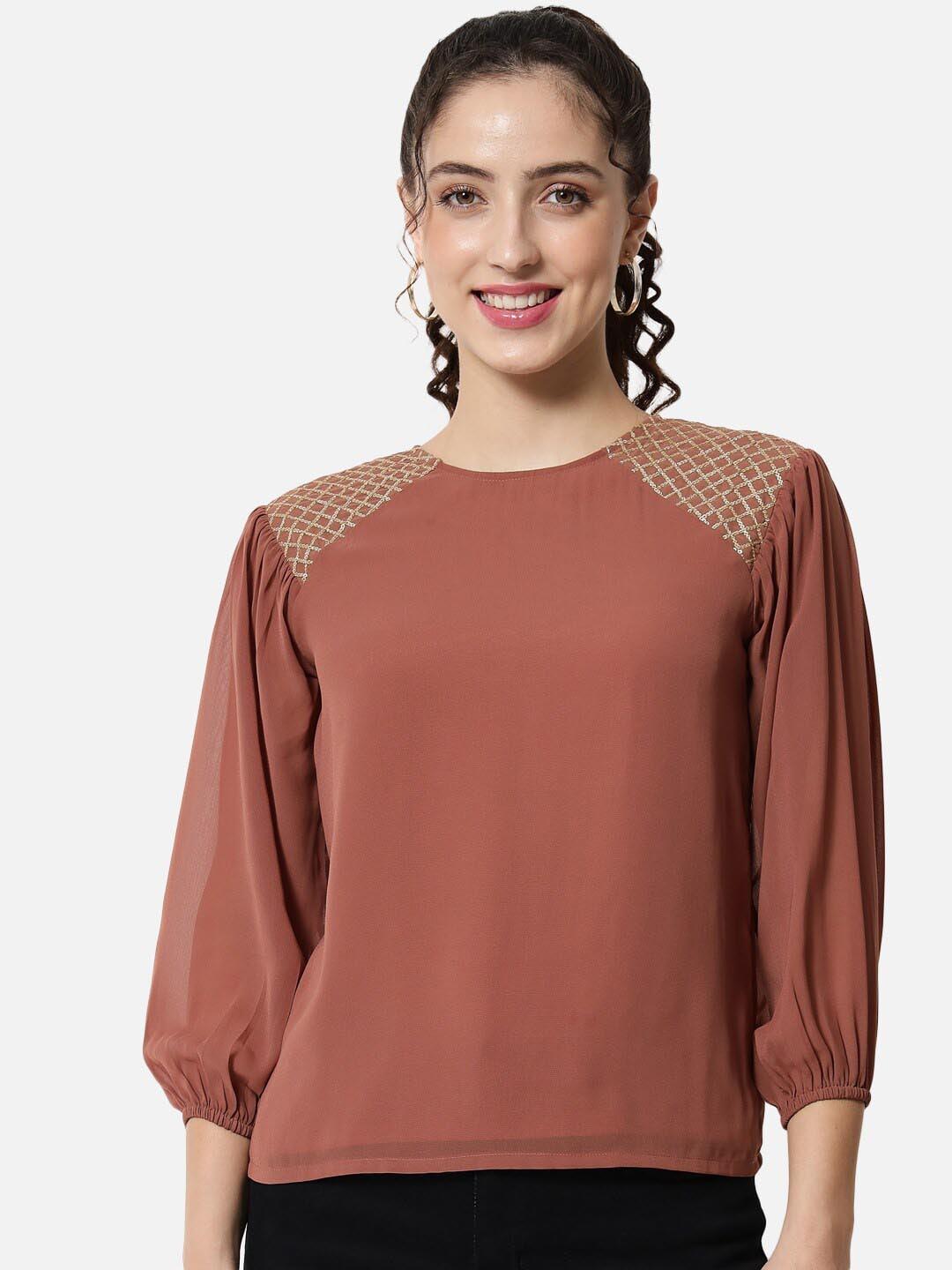 baesd puff sleeves sequined detail top