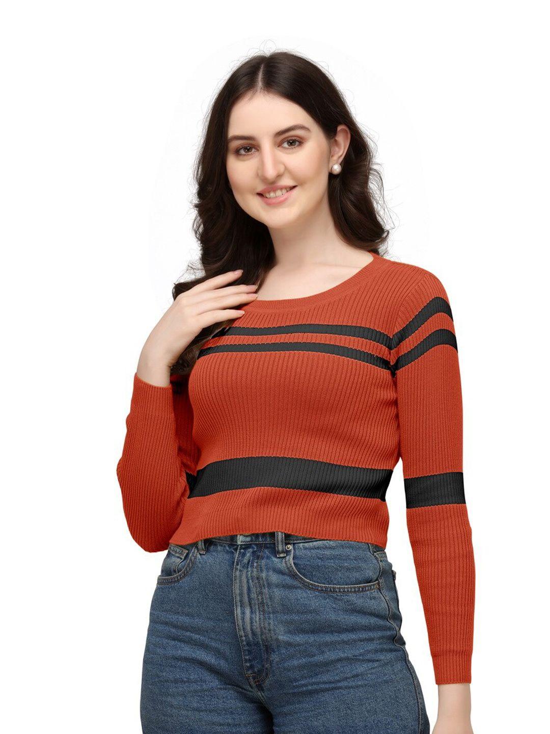 baesd rust red & black striped cotton top